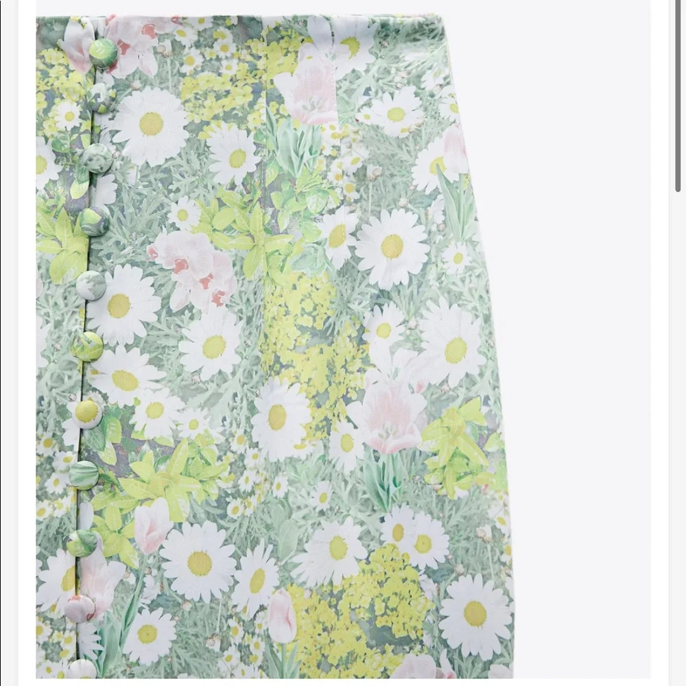 Zara Floral Button Down Midi Skirt - Picture 2 of 10